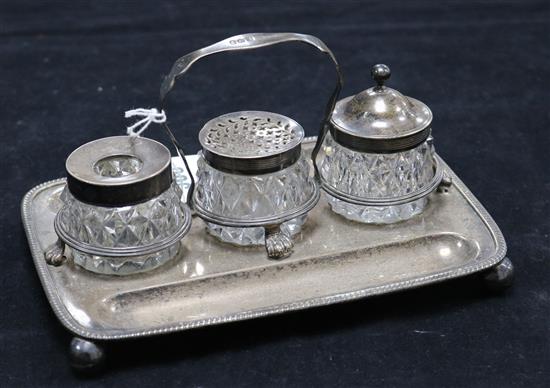 A George III silver rectangler deskstand by Soloman Hougham, London, 1807, 18.4cm.